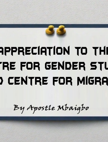 Centre For Gender Studies (CGS) in collaboration with Centre For Migration Studies (CMS-NAU), Nnamdi Azikiwe University, Awka, host the 1st professor Akachi Ezeigbo international conference on gender 17th & 18th October, 2024