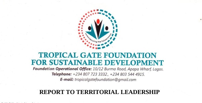 REPORT TO TERRITORIAL LEADERSHIP